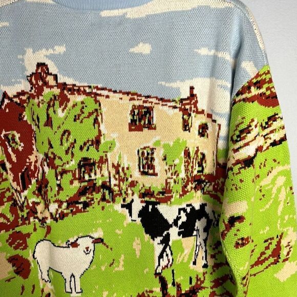 Sinar Crewneck Sweater Irish County Castle Green Cow Sheep Small NWT - Picture 8 of 10